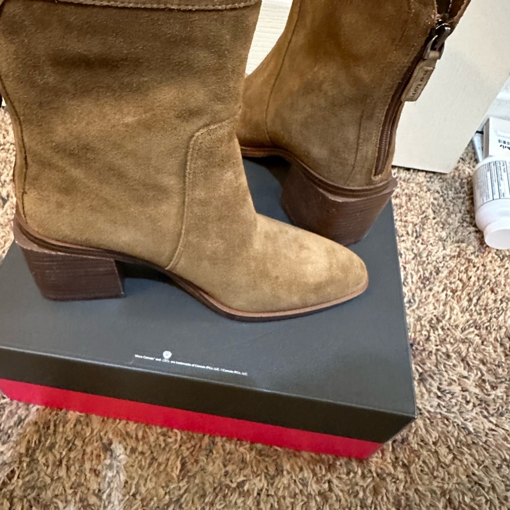 Vince Camuto water repellent suede mid shaft boots